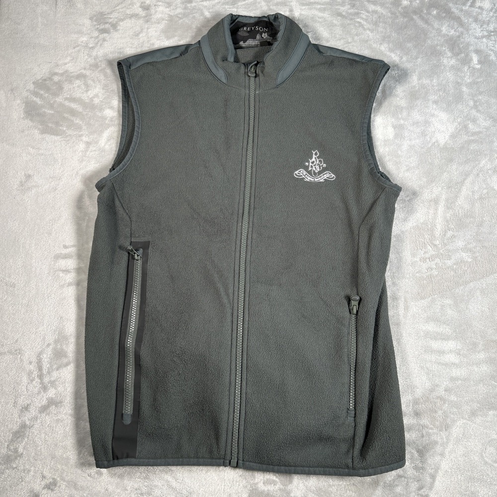 Greyson Vest Mens Small Gray Algonquin Fleece Full Zip Golf Outdoor READ